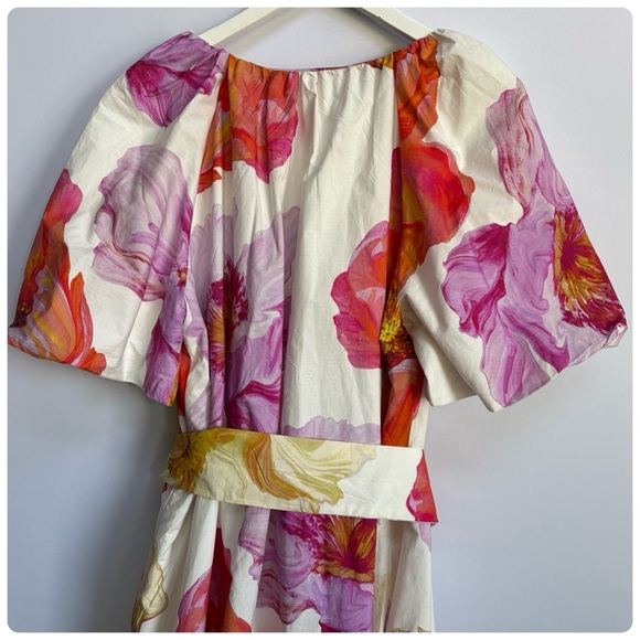 NWT Anthropologie Short-Sleeve Floral Pink Pattern Midi Tent Dress XL - Picture 7 of 11